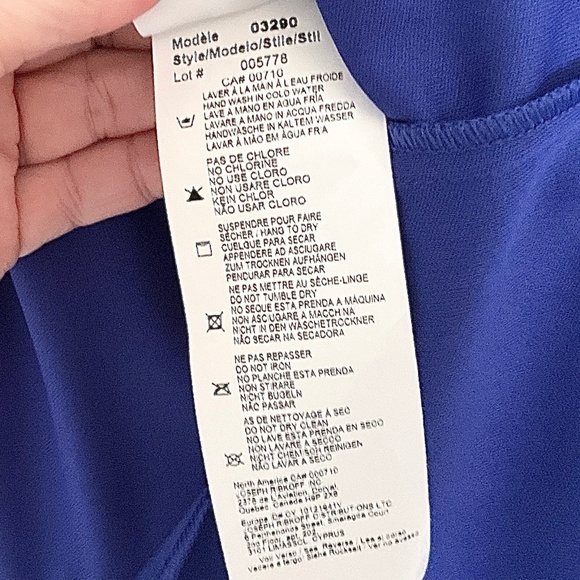 Joseph Ribkoff Mini Dress Gown Formal Asymmetrical Rosette Cobalt blue 10 - Picture 13 of 14